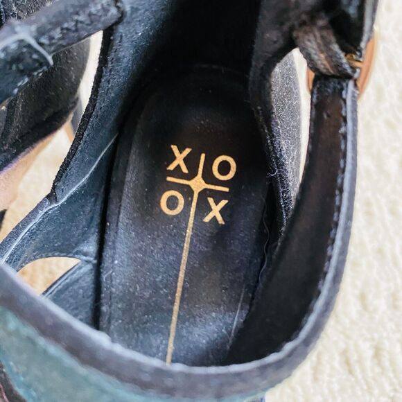 XOXO Dressy Sandals Black & Multi Color Strappy High Heels Shoes Ankle Buckle 8M - Picture 7 of 12